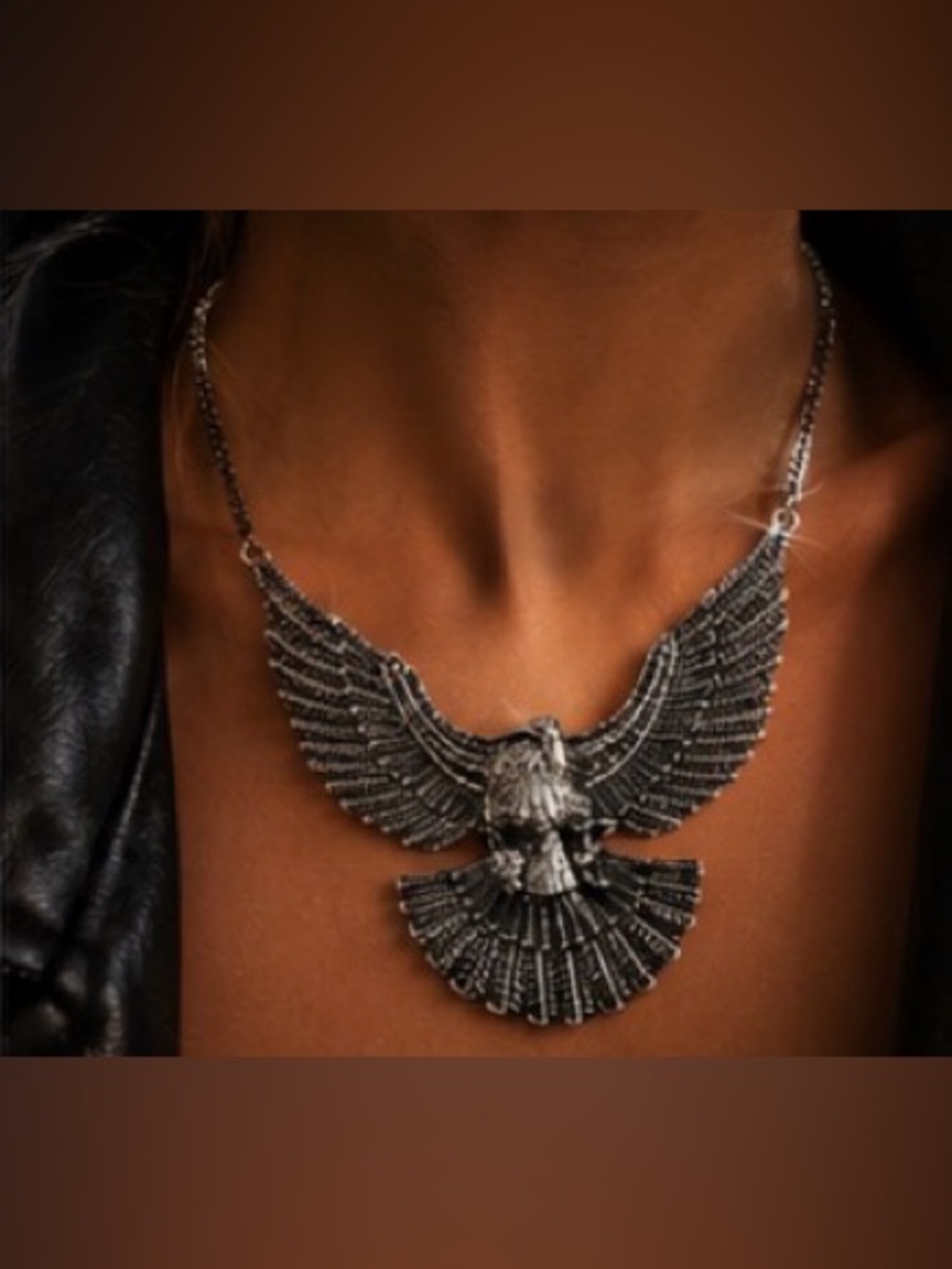 Vintage Eagle Statement Necklace - Silver Eagle Necklace - Picture 11 of 11